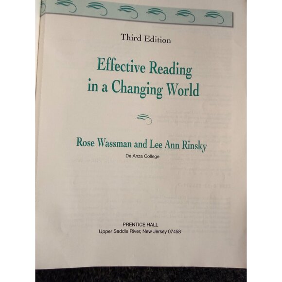 Effective Reading In A Changing World 3rd Edition By Rose Wassman & Lee Ann Rins - Picture 3 of 14